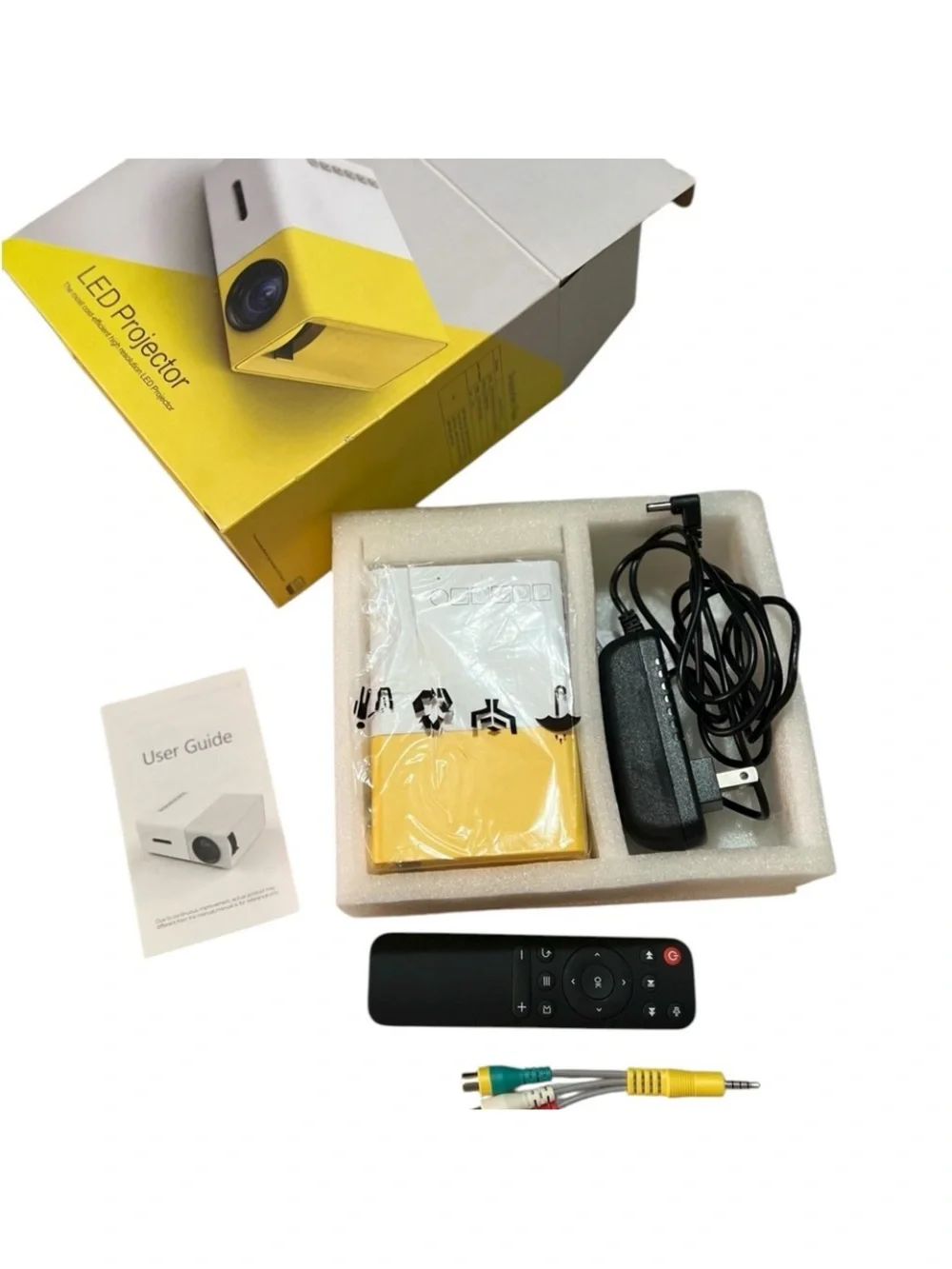 LED Projector - White and Yellow Portable Unit